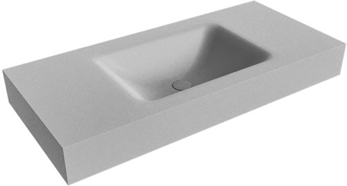 CLOUD Plata vrijhangende wastafel 101cm. Positie wasbak Midden rand 12cm. 