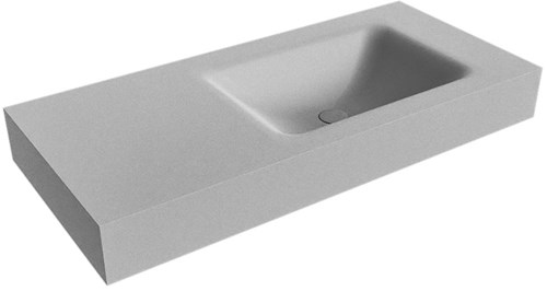 CLOUD Plata vrijhangende wastafel 101cm. Positie wasbak Rechts rand 12cm. 