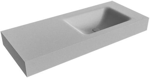 CLOUD Plata vrijhangende wastafel 111cm. Positie wasbak Rechts rand 12cm. 