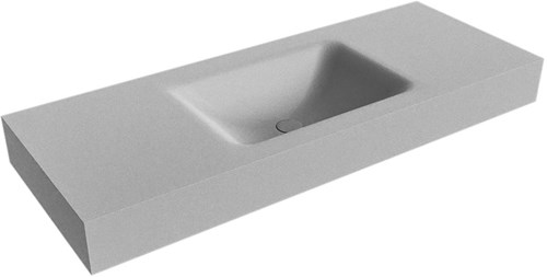 CLOUD Plata vrijhangende wastafel 121cm. Positie wasbak Midden rand 12cm. 