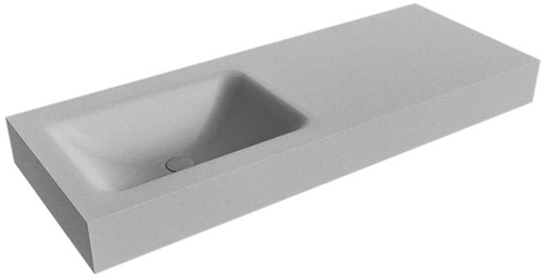 CLOUD Plata vrijhangende wastafel 121cm. Positie wasbak Links rand 12cm. 