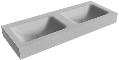 CLOUD Plata vrijhangende wastafel 120cm. Positie wasbak Dubbel rand 12cm. 