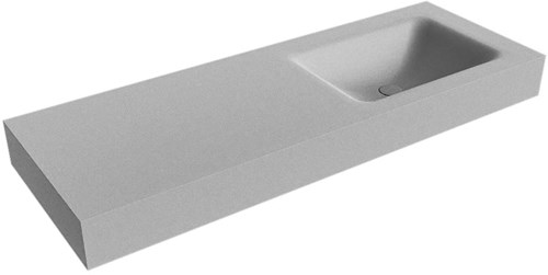 CLOUD Plata vrijhangende wastafel 131cm. Positie wasbak Rechts rand 12cm. 