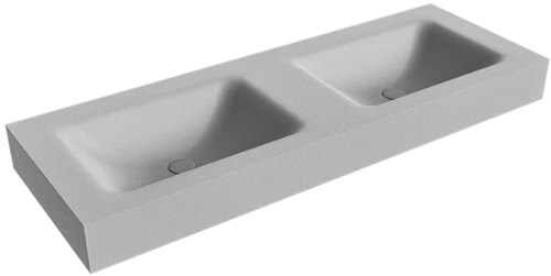 CLOUD Plata vrijhangende wastafel 131cm. Positie wasbak Dubbel rand 12cm. 