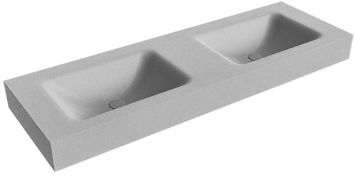 CLOUD Plata vrijhangende wastafel 141cm. Positie wasbak Dubbel rand 12cm. 