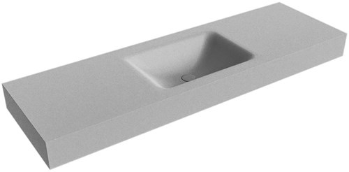 CLOUD Plata vrijhangende wastafel 151cm. Positie wasbak Midden rand 12cm. 