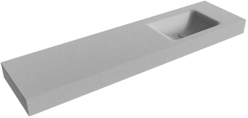 CLOUD Plata vrijhangende wastafel 180cm. Positie wasbak Rechts rand 12cm. 