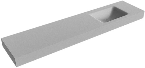 CLOUD Plata vrijhangende wastafel 200cm. Positie wasbak Rechts rand 12cm. 