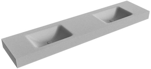 CLOUD Plata vrijhangende wastafel 200cm. Positie wasbak Dubbel rand 12cm. 