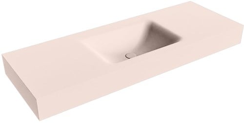 CLOUD Rosee vrijhangende wastafel 130cm. Positie wasbak Midden rand 12cm. 
