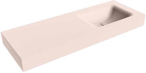 CLOUD Rosee vrijhangende wastafel 131cm. Positie wasbak Rechts rand 12cm. 