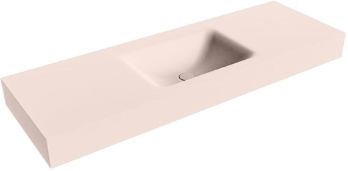 CLOUD Rosee vrijhangende wastafel 140cm. Positie wasbak Midden rand 12cm. 