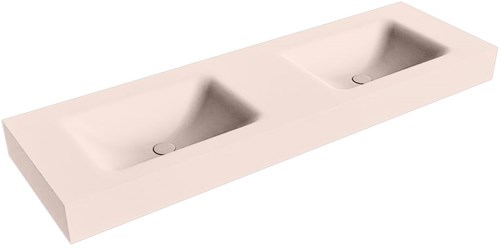 CLOUD Rosee vrijhangende wastafel 151cm. Positie wasbak Dubbel rand 12cm. 