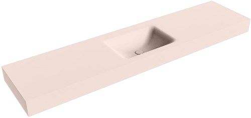 CLOUD Rosee vrijhangende wastafel 200cm. Positie wasbak Midden rand 12cm. 