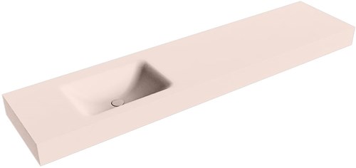 CLOUD Rosee vrijhangende wastafel 200cm. Positie wasbak Links rand 12cm. 