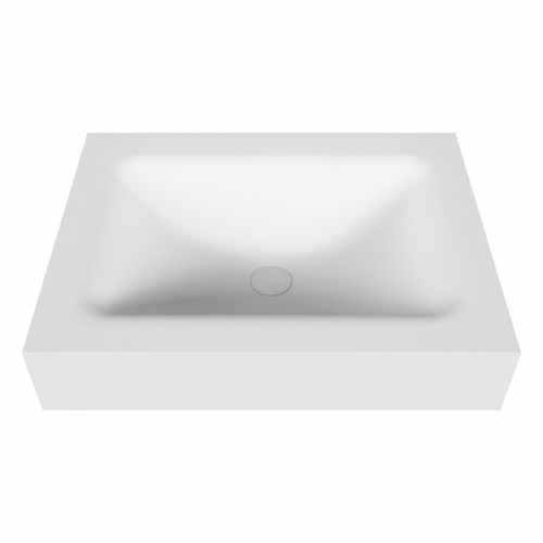 CLOUD Talc Lavabo mural solid surface 61cm. Position lavabo Centrée rebord 12cm.-2