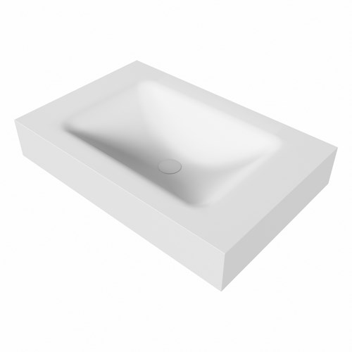 CLOUD Talc freihängend Waschtisch aus solid surface (mineralwerkstoff) 71cm. Waschbeckenposition Mittig rand 12cm hoch.-3