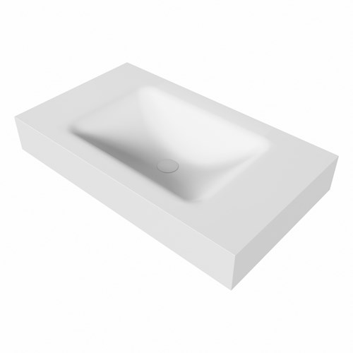 CLOUD Talc Lavabo suspendido de solid surface 81cm. Posición del fregadero Centro borde de 12cm de alto.-3