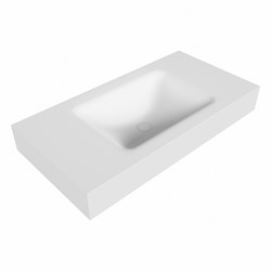 CLOUD Talc Lavabo suspendido de solid surface 90cm. Posición del fregadero Centro borde de 12cm de alto.