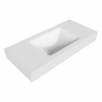 CLOUD Talc Lavabo suspendido de solid surface 100cm. Posición del fregadero Centro borde de 12cm de alto.