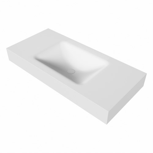 CLOUD Talc Wall-Hung Basin solid surface 100cm. Position basin Center rim 12cm.-3