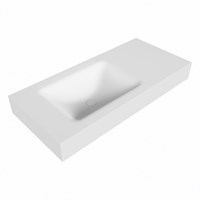 CLOUD Talc Lavabo mural solid surface 100cm. Position lavabo Gauche rebord 12cm.