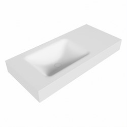 CLOUD Talc Lavabo mural solid surface 100cm. Position lavabo Gauche rebord 12cm.