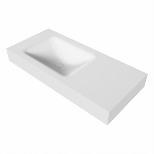 CLOUD Talc Lavabo mural solid surface 100cm. Position lavabo Gauche rebord 12cm.-3