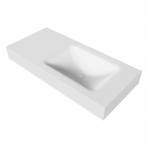 CLOUD Talc Lavabo mural solid surface 100cm. Position lavabo Droite rebord 12cm.-3