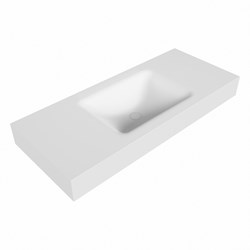 CLOUD Talc Lavabo mural solid surface 110cm. Position lavabo Centrée rebord 12cm.