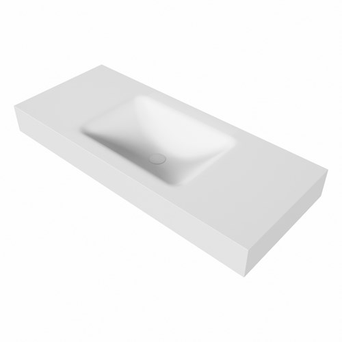 CLOUD Talc vrijhangende solid surface wastafel 110cm. Positie wasbak Midden rand 12cm hoog.-3