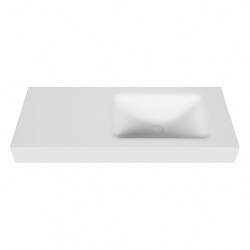 CLOUD Talc Lavabo mural solid surface 111cm. Position lavabo Droite rebord 12cm.-2