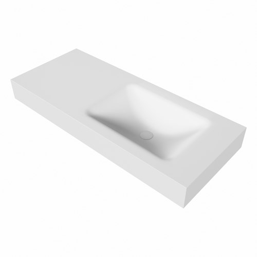 CLOUD Talc Lavabo sospeso à parete solid surface 111cm. Posizione lavabo Rechts bordo 12cm.-3
