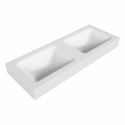 CLOUD Talc Lavabo mural solid surface 120cm. Position lavabo Double rebord 12cm.