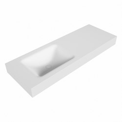 CLOUD Talc Lavabo mural solid surface 130cm. Position lavabo Gauche rebord 12cm.