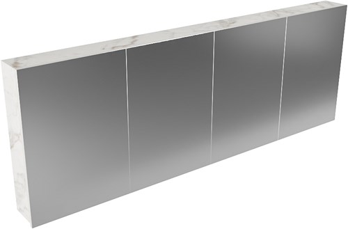 CUBB spiegelkast 200x70x16cm kleur carrara met 4 deuren.