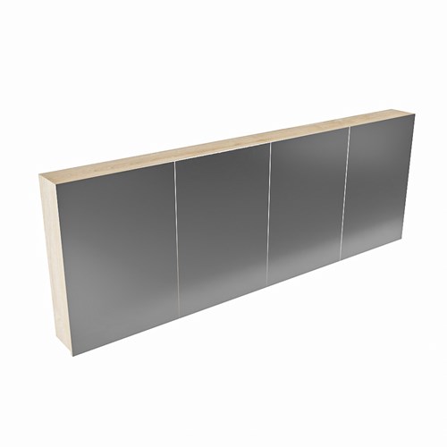 CUBB spiegelkast 200x70x16cm kleur washed oak met 4 deuren.