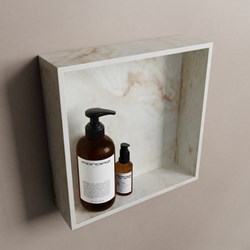 EASY Nicho de ducha 29,5x29,5cm solid surface color Frappe. 1 compartimento apto para instalación empotrada y sobreponer.