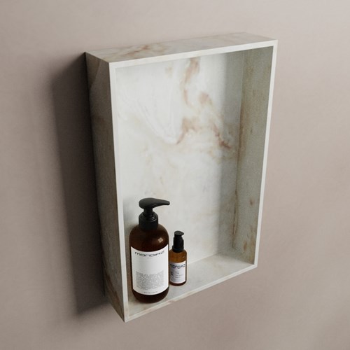 EASY Nis 44,5x29,5cm in solid surface kleur Frappe. 1 vak  geschikt voor in- of opbouw