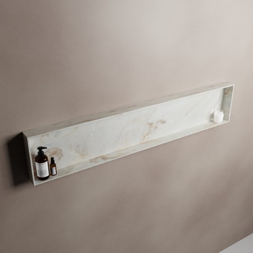 EASY Nis 149,5x29,5cm in solid surface kleur Frappe. 1 vak  geschikt voor in- of opbouw