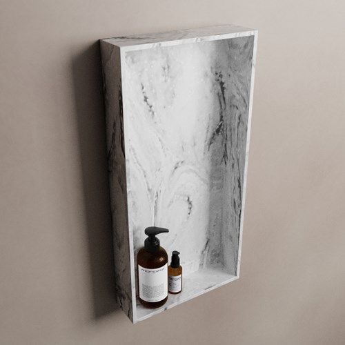 EASY Nis 59,5x29,5cm in solid surface kleur Glace. 1 vak  geschikt voor in- of opbouw
