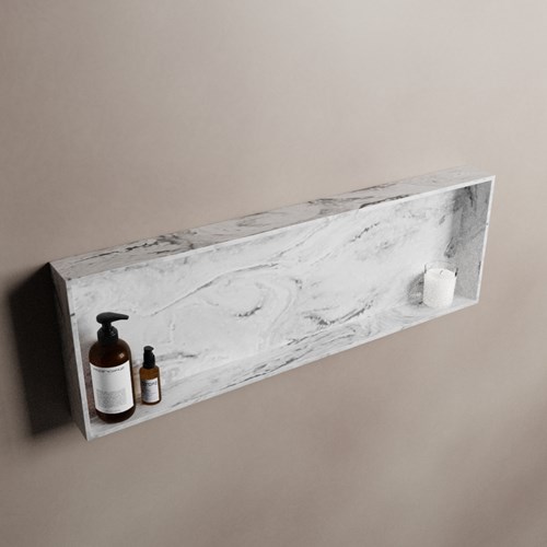 EASY Nis 89,5x29,5cm in solid surface kleur Glace. 1 vak  geschikt voor in- of opbouw