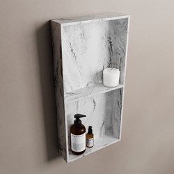 EASY Nis 59,5x29,5cm in solid surface kleur Glace. 2 vakken geschikt voor in- of opbouw