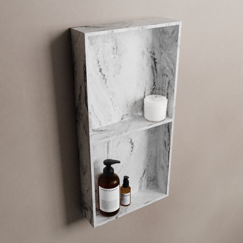 EASY Nis 59,5x29,5cm in solid surface kleur Glace. 2 vakken geschikt voor in- of opbouw