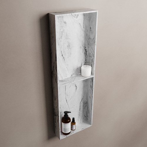 EASY Nis 149,5x29,5cm in solid surface kleur Glace. 2 vakken geschikt voor in- of opbouw