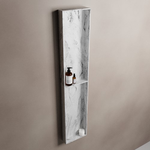 EASY Nis 89,5x29,5cm in solid surface kleur Glace. 2 vakken geschikt voor in- of opbouw