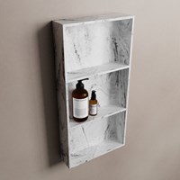 EASY Niche Murale 59,5x29,5cm solid surface couleur Glace. 3 compartiments adapté pour une installation encastrée ou en saillie.