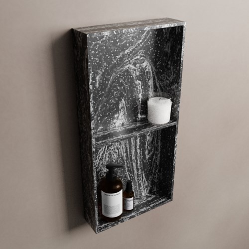 EASY Nis 59,5x29,5cm in solid surface kleur Lava. 2 vakken geschikt voor in- of opbouw