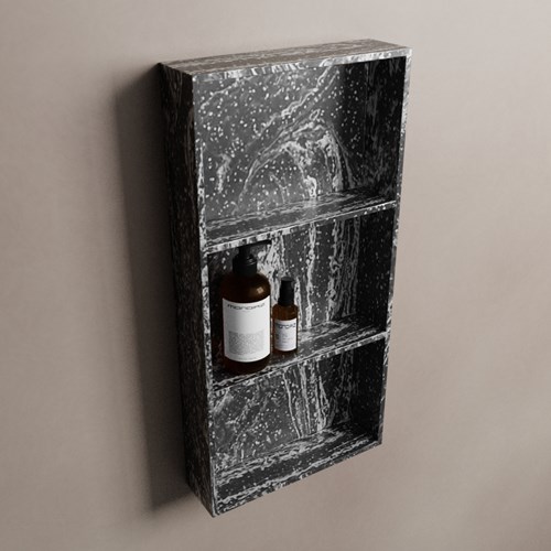 EASY Nis 59,5x29,5cm in solid surface kleur Lava. 3 vakken  geschikt voor in- of opbouw