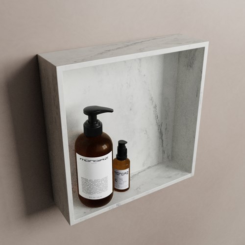 EASY Nis 29,5x29,5cm in solid surface kleur Opalo. 1 vak  geschikt voor in- of opbouw